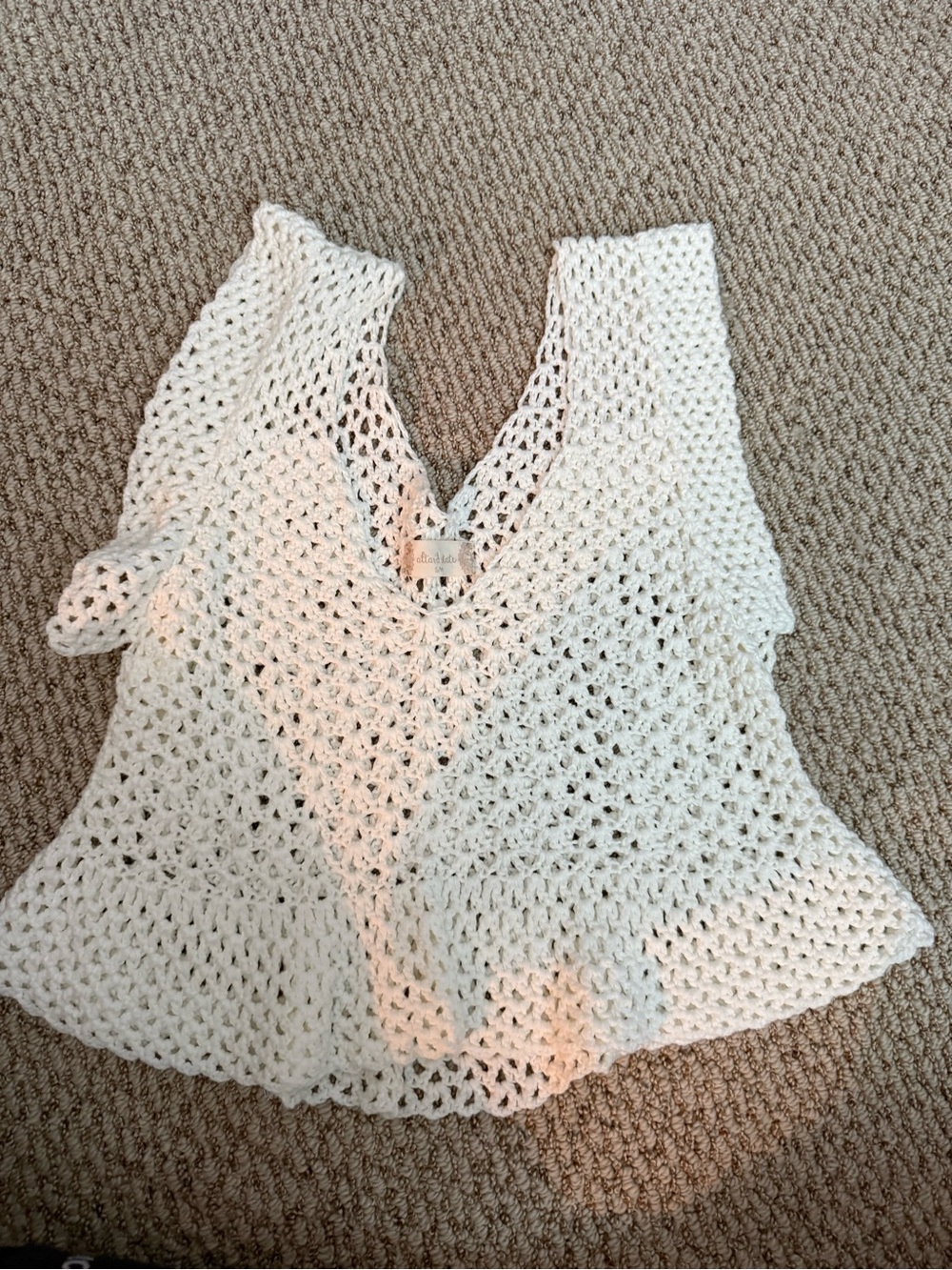 Altar'd State Cream Crochet Sleeveless V-Neck Top